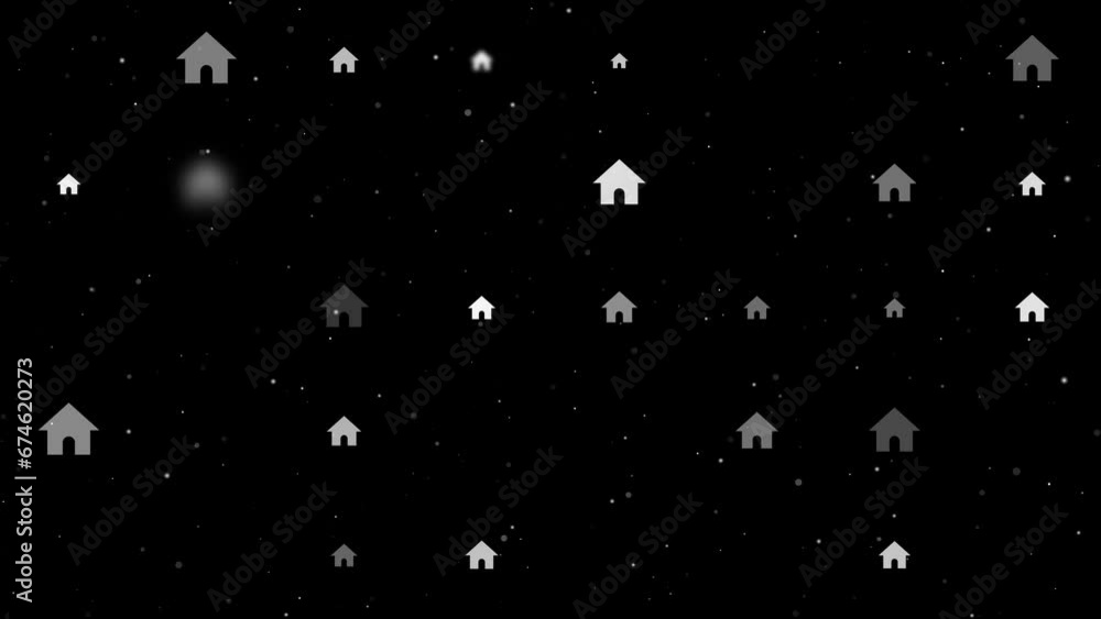 Poster template animation of evenly spaced kennel symbols of different sizes and opacity. animation of tran