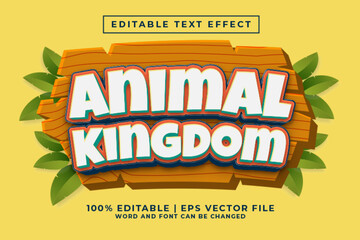 Animal Kingdom 3d Editable Text Effect Cartoon Style Premium Vector