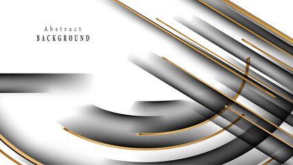 Abstract gold grey 3d lines on white background. Geometric stripe line art design. Modern luxury template. Vector illustration.