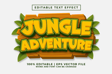 Jungle Adventure 3d Editable Text Effect Cartoon Style Premium Vector