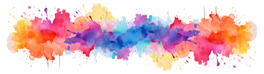 Abstract colorful rainbow color painting texture illustration - watercolor splashes, isolated on transparent background png - obrazy, fototapety, plakaty