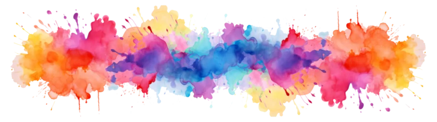 Foto op Canvas Abstract colorful rainbow color painting texture illustration - watercolor splashes, isolated on transparent background png © Corri Seizinger