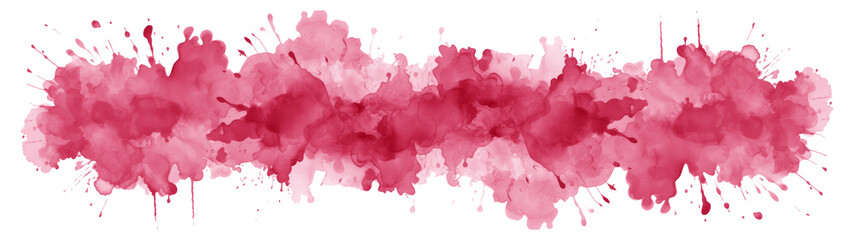 Abstract colorful pink red color painting illustration - watercolor splashes, isolated on transparent background png.