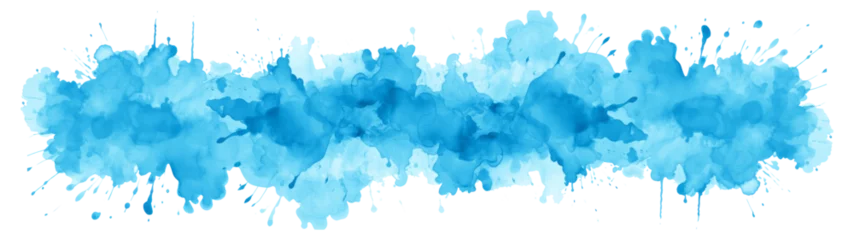 Zelfklevend Fotobehang Abstract colorful blue color painting illustration - watercolor splashes, isolated on transparent background png. © Corri Seizinger