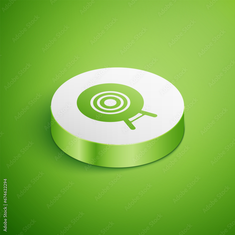 Poster isometric target sport icon isolated on green background. clean target with numbers for shooting ran