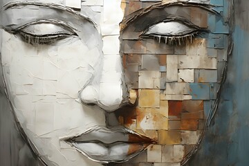 representing Mental Health and love and beauty - abstract art of a women face - generative ai