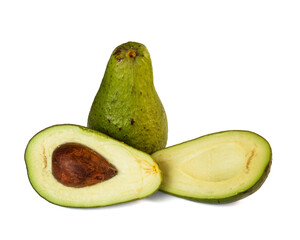 Avocado isolated on white background. avocado sliced closeup.