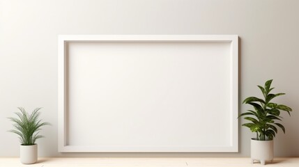 home interior frame mockup with white wall background