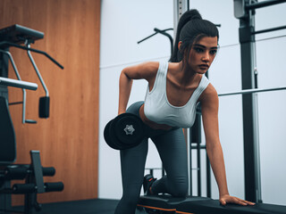 person exercising with dumbbells - obrazy, fototapety, plakaty