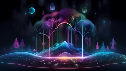 Dark Mystic Space Forest Trees