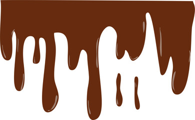 Delicious flowing melted chocolate border illustration with transparent background