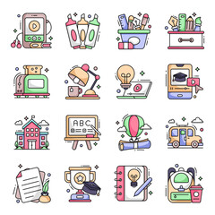 Pack of Study Flat Icons 

