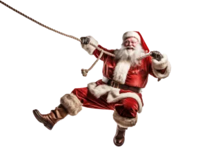 Foto op Canvas père Noël qui se balance à une corde - fond transparent © Fox_Dsign