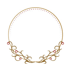 Vector round floral frame with red berries decoration