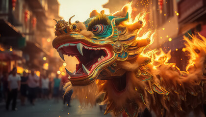 Colorful Asian Dragon, Chinese New Year Concept
