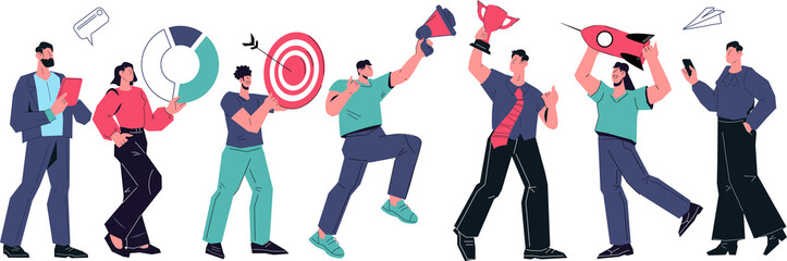 Business team collaboration concept with people characters. Effective leadership, fostering teamwork and creating successful partnerships in the workplace.