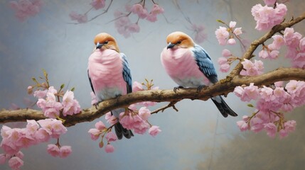 two birds on a branch  generated by AI
