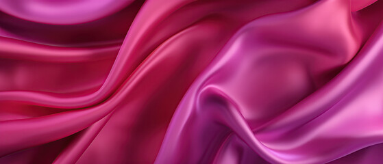Purple pink red silk satin. Luxury background with space for design. Viva magenta color. Drapery. Silky fabric. Banner. Wide. Long. Panoramic. Christmas, Mother's Day, Birthday, Valentine.