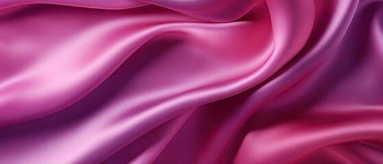 Purple pink red silk satin. Luxury background with space for design. Viva magenta color. Drapery. Silky fabric. Banner. Wide. Long. Panoramic. Christmas, Mother's Day, Birthday, Valentine.