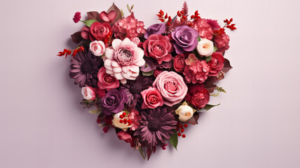 pretty bouquet of flowers in a heart shape, Valentine's Day
