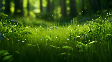 Lush Green Grass Texture, Generative AI