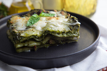 Green pesto lasagna italian peruvian gourmet comfort food