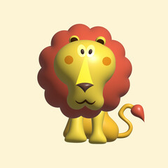 Wild 3D lion in cartoon illustration style isolated on a solid color background, perfect for any project or advertisement