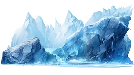 Icebergs isolated over white background