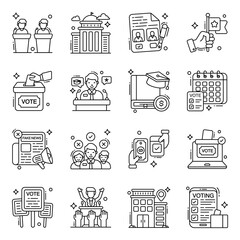 Pack of Politics Line Icons 


