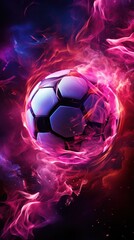 Naklejka premium soccer ball and flames background wallpaper