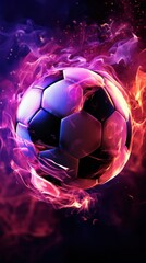 Naklejka premium soccer ball and flames background wallpaper