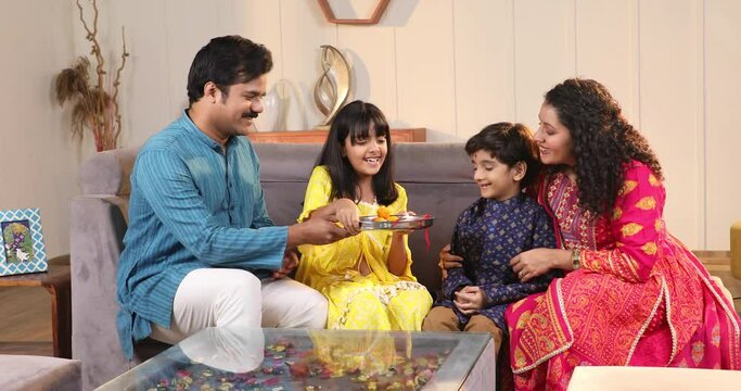 Indian siblings celebrating bhai dooj festival

