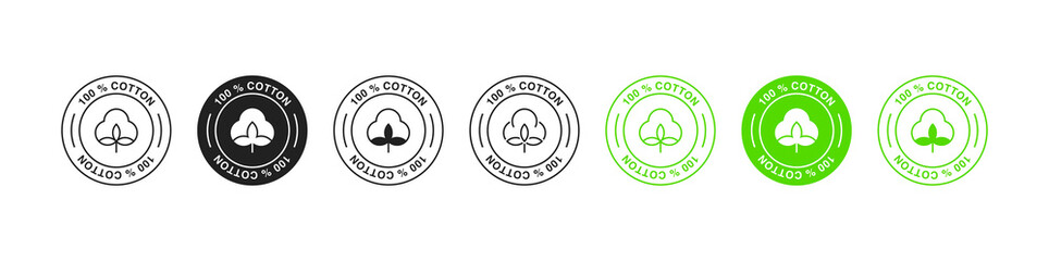 100% cotton icon, badge set. Vector EPS 10