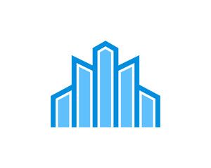 City building in line vector logo