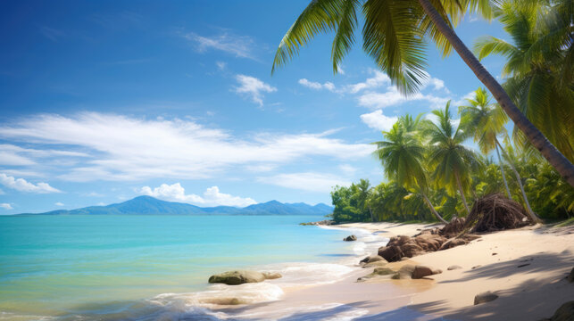 Tropical island beach on a sunny day