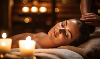 Obraz na płótnie Canvas Relaxed Spa Experience, Woman Enjoying a Massage