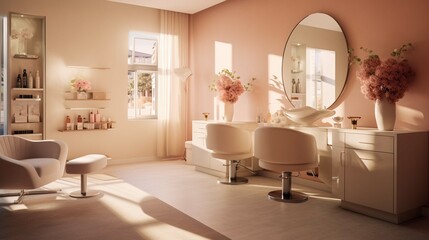 Functional and efficient salon room: A small but well-organized space that maximizes every inch of available space.
