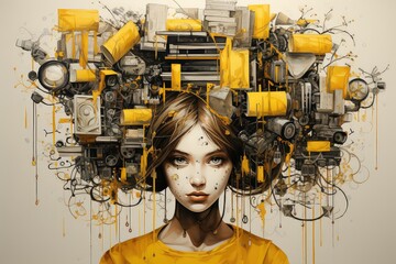 Mądra kobieta z dużą ilością zaplanowanych obowiązk&oacute;w i myśląca o rozwoju osobistym. 