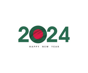 The new year 2024 with the Bangladesh flag and symbol, 2024 Happy New Year Bangladesh logo text design, It can use the calendar, Wish card, Poster, Banner, Print and Digital media, etc. Vector