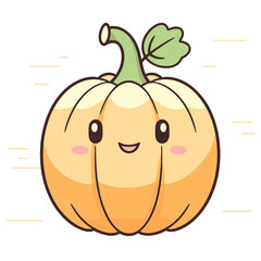 pumpkin Strawberrie fruit with happy face. Vector illustration