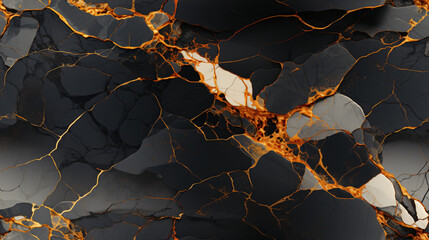 Golden curling veins in black marble.