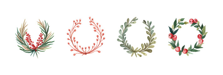 水彩風リースのシンプルなベクターイラスト