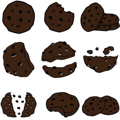 Set of chocolate cookies vector illustration. Cookies clipart