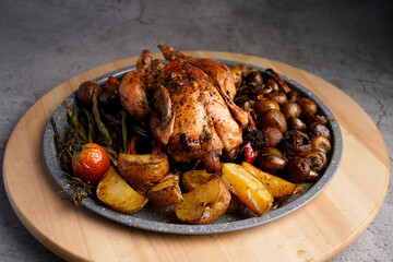 Roasted chicken set Indonesian style food photography