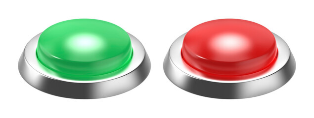 Green and red round buttons on transparent background