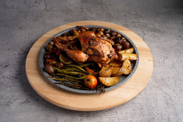 Roasted chicken set Indonesian style food photography
