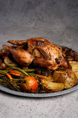 Roasted chicken set Indonesian style food photography