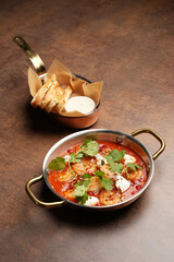 Tomato soup with shrimps