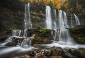 Fototapeta na wymiar Cascade Waterfalls: Chasing Waterfalls in Nature's Symphony.