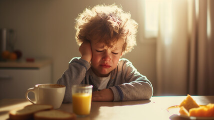 Child do not want to eat breakfast.
